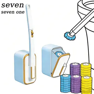 Disposable Toilet Cleaning Brush Set with Wall Mounted Holder & 24 Replacement Heads for Easy Hygienic Cleaning