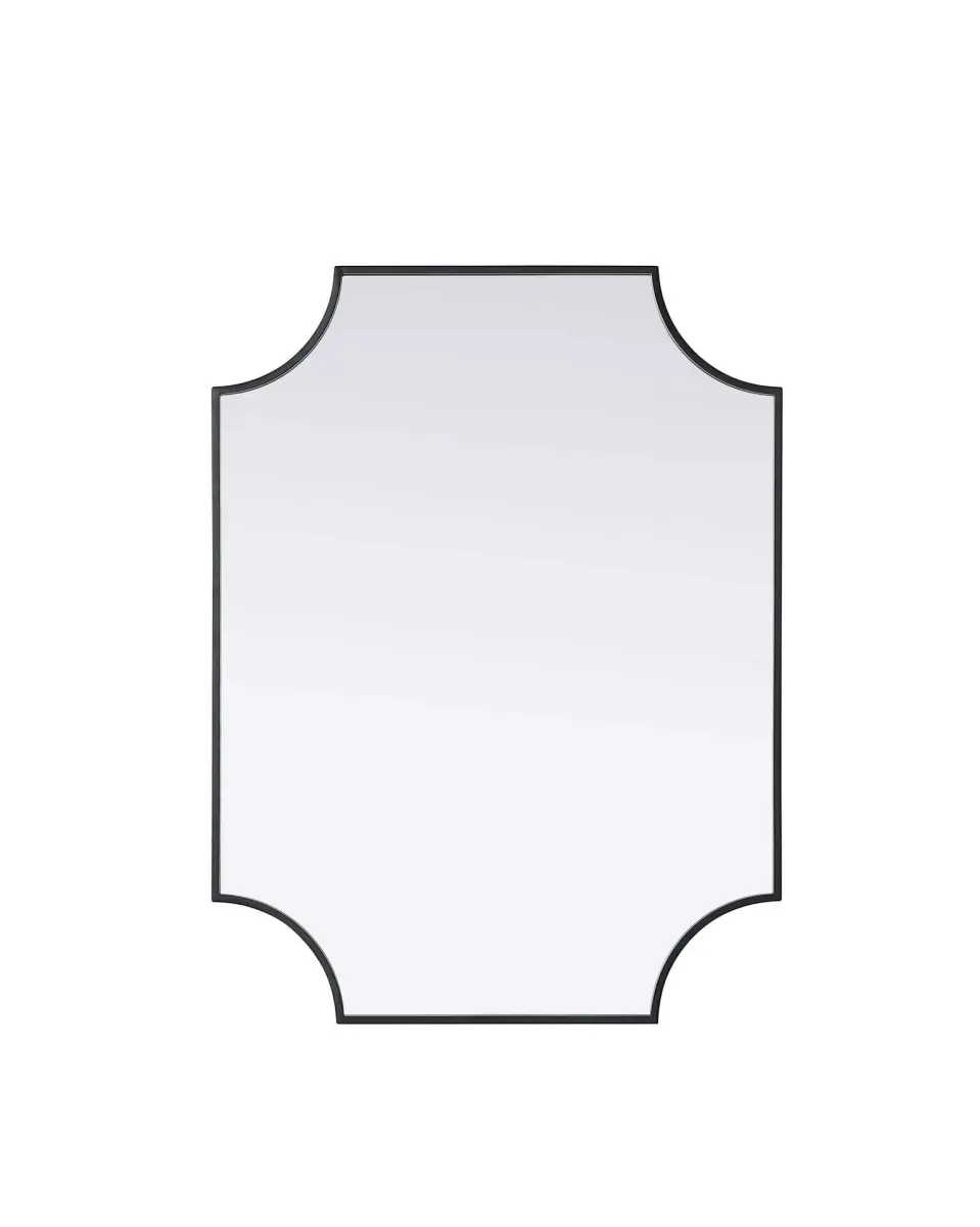 Elegant Kitchen & Bath MR3D2736BLK 27 x 36 in. Rectangle Notched Metal Mirror, Black