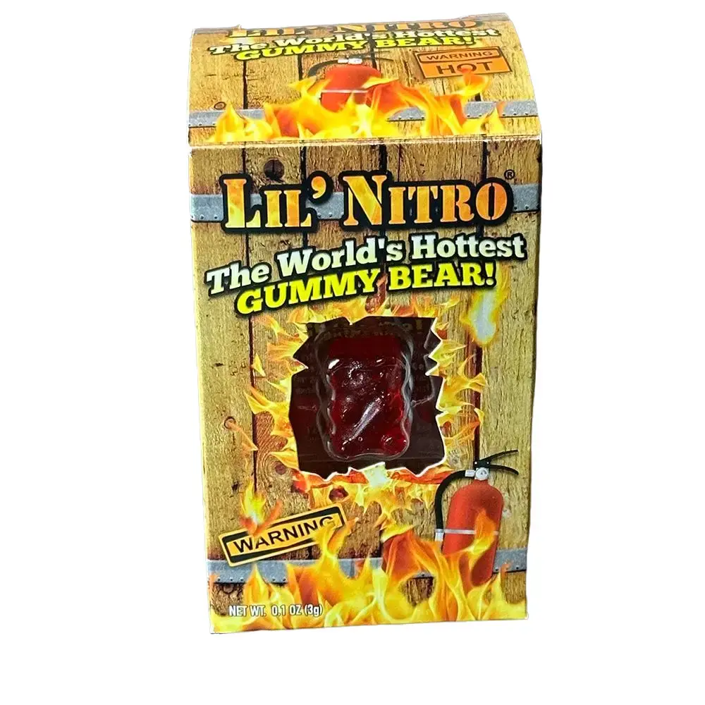 Lil Nitro World's Hottest Gummy Bear - 9M Scoville Chilli Snack, Chewy Candies, Gummy Sweets, Viral Snacks and Candy Food Treat