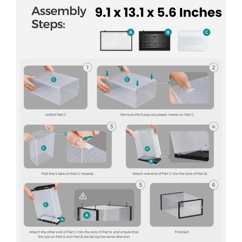 SONGMICS Shoe Boxes, Shoe Storage Organizers, Stackable and Foldable for Sneakers