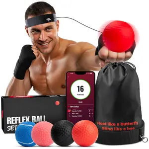 Boxing Reflex Ball Set with Punch Counter App | 4 Balls with Varying Weights, Headband & 4 Spare Strings to Improve Speed, Hand Eye Coordination Training | Boxing Equipment, MMA Gear Gift