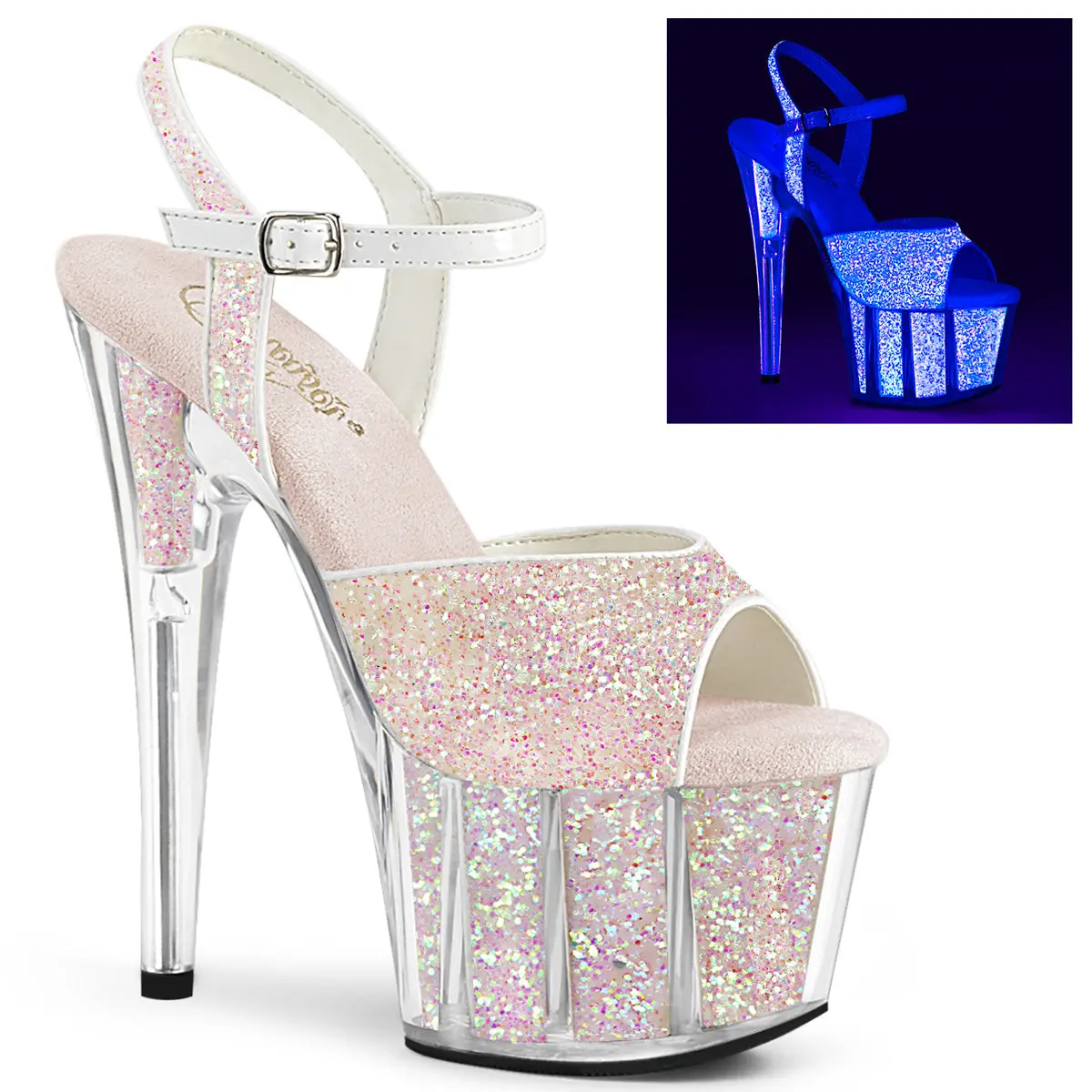 Pleaser Adore-710UVG Women's Platform Glittering Stiletto Pumps, High Heel Sandals, Elegant Party Footwear, High Heel Shoes, Heeled