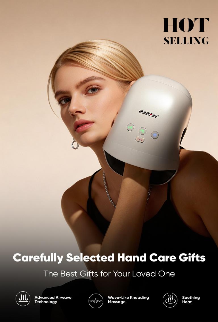 CINCOM Portable Hand Massager, Cordless, Advanced Airwave Technology, Customized Mode & Heating Function, Long-Lasting Battery Life, Auto-Off Feature, Perfect for Daily Relaxation, Comfort, White, Ideal Gift for Christmas & Birthday,dorm essentials,sohoch