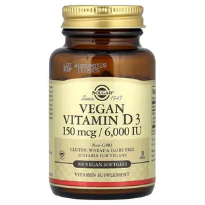 Solgar Vegan Vitamin D3, 150 mcg  (6,000 IU), 100 Vegan Softgels