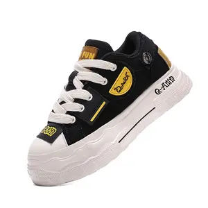 Q-AND Women's new Spring/autumn skate shoes, canvas platform height-increasing yellow soft sole casual shoes  women breathable walking sneaker