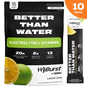 Lemon Lime | 10 PACKS | 150 Sticks | Electrolyte & Vitamin Drink Mix | B12, L-Theanine, D3, K2, Zinc, Magnesium, Potassium | Calm Focus & Energy