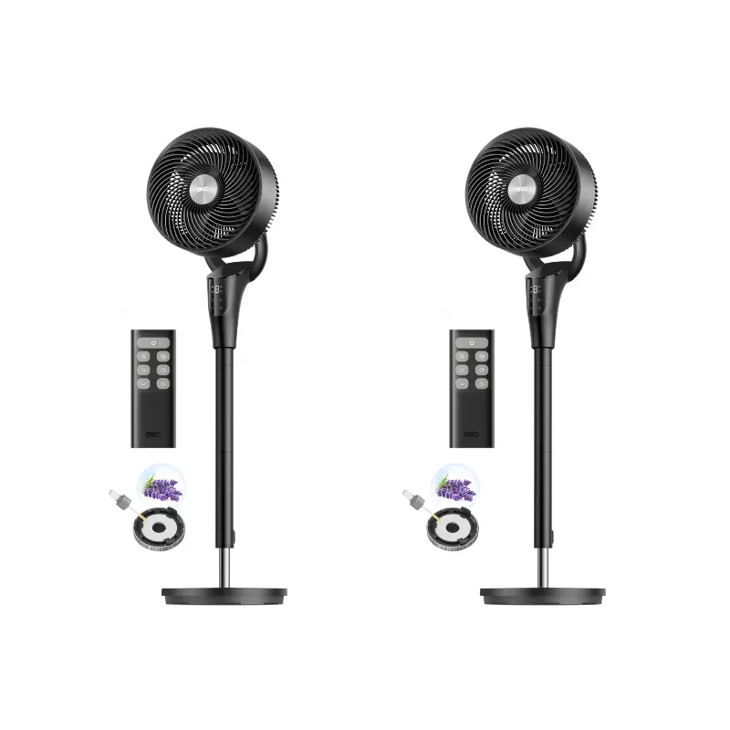 DREO Bedroom Fan, 2026 Upgraded, 90ft Airflow, 20dB Ultra Quiet, 90° Oscillating Standing Fan for Whole Room, DC Motor, 8+ Speeds, 3 Modes, 38-42'' Adjustable Height, 8H Timer, 105° Manual Vertical Tilt, Auto Mode Handles Wind For You, 2PCS, Convenient Co