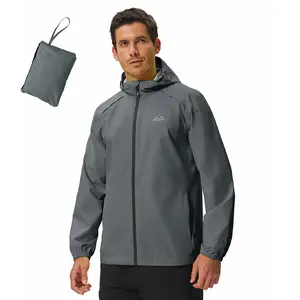 GOPUNE Men's Lightweight Rain Jackets Packable Waterproof Raincoat with Hood Running Cycling Hiking Outdoor Windbreaker