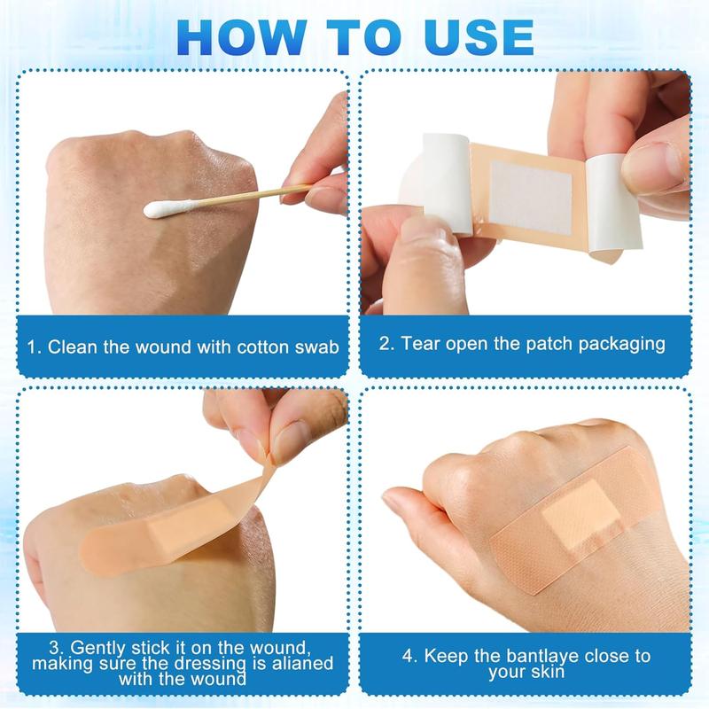 80-Pack Assorted PE Flexible Adhesive Bandages - Waterproof, Breathable with Cushioned Pad, Wound Care for Fingers & Knuckles