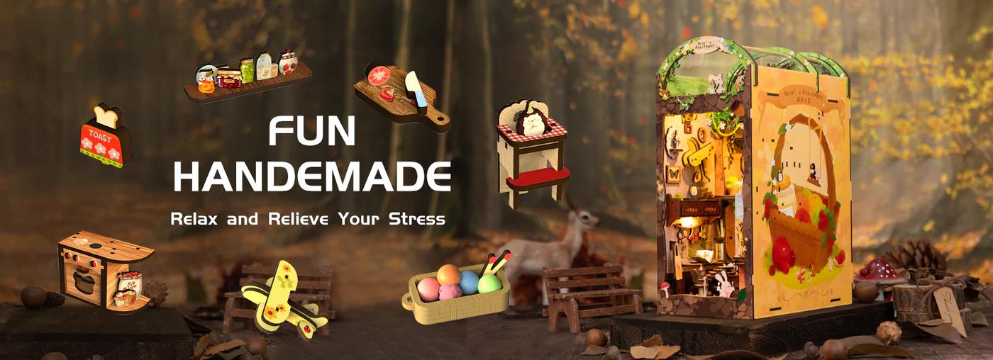 CUTEBEE DIY 3D Book Nook Kit Mole’s Apartment – Miniature Wooden Animal Apartment Dollhouse, Handmade Tiny House Bookshelf Insert with LED Light | Holiday, Christmas and Black Friday Gift