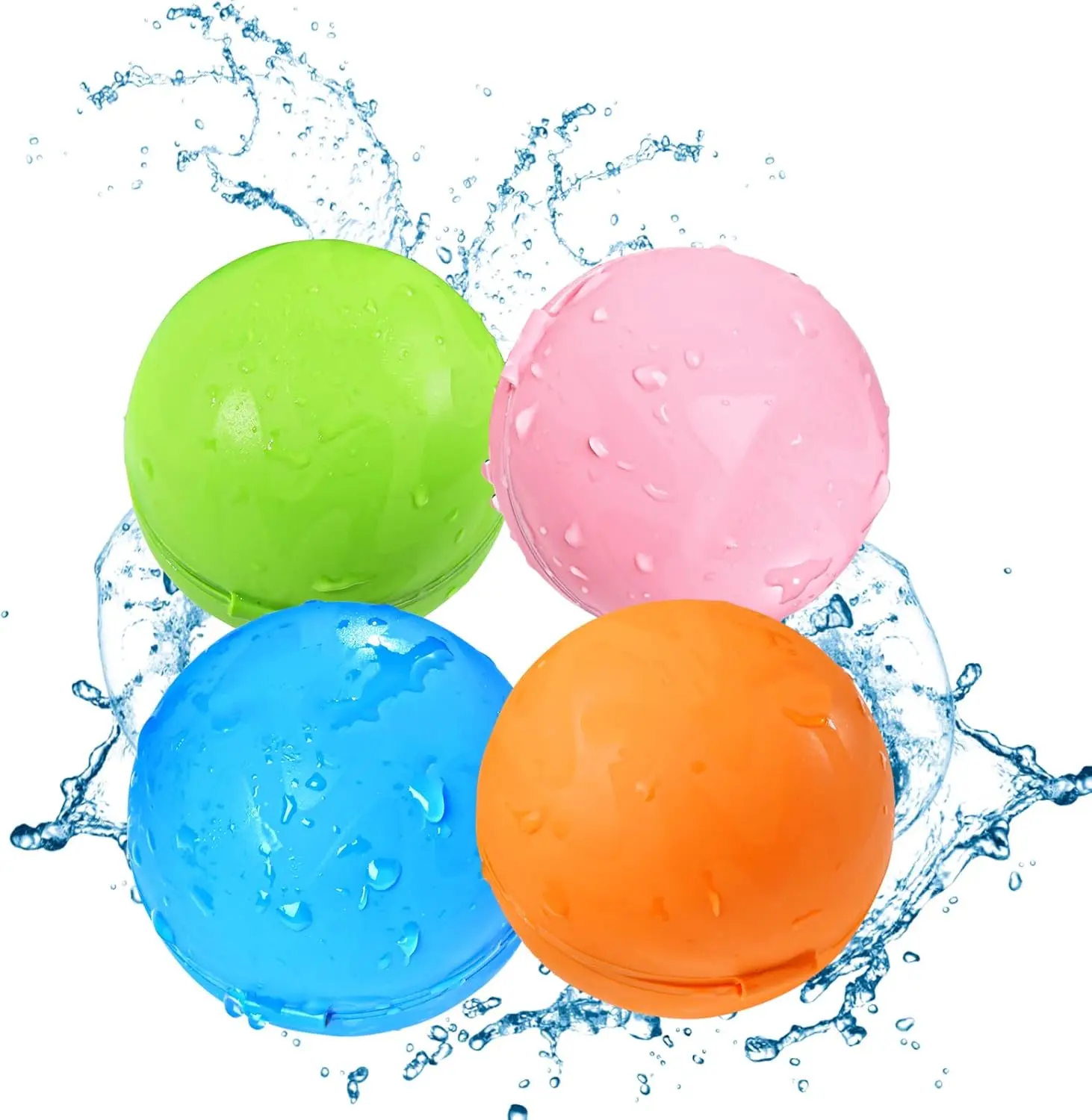 4-Piece Soft Silicone Reusable Swimming Pool Balls - Water Bomb Balls, Separable Water Projectiles for Summer Outdoor Activities, Swimming Pool Ball