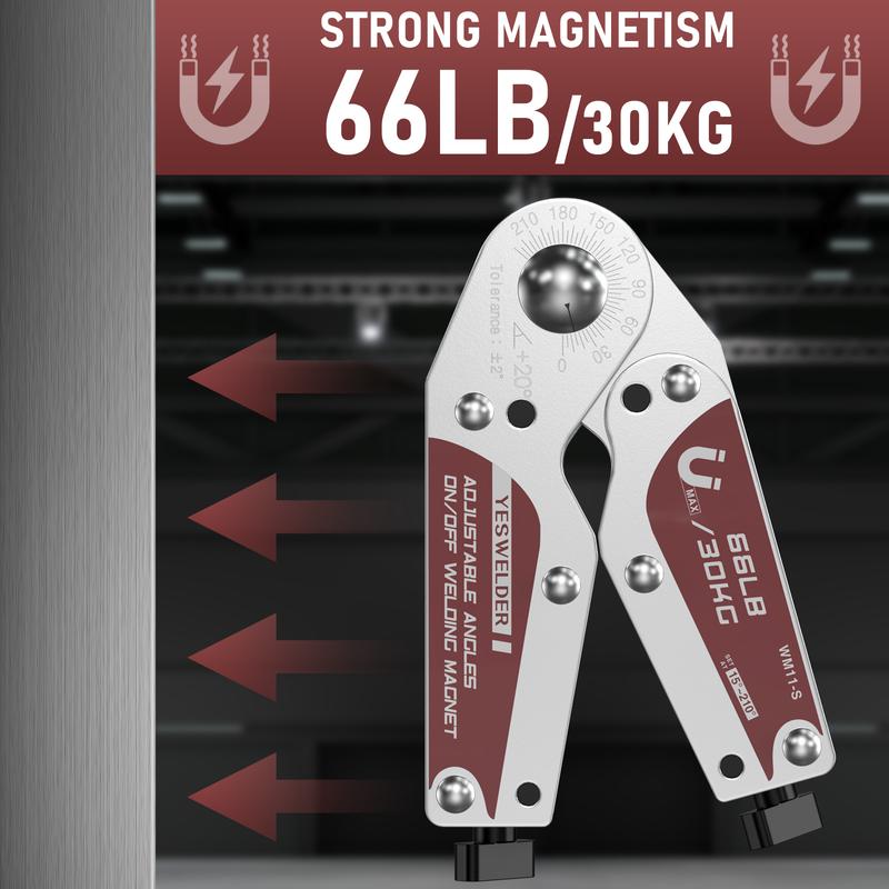 YESWELDER 15-200° Adjustable Angle Welding Magnet with On/Off Switch | 66LBs & 110Lbs Holding Power Magnetic Welding Positioner for Soldering, Metal Fabrication & Pipe Installation