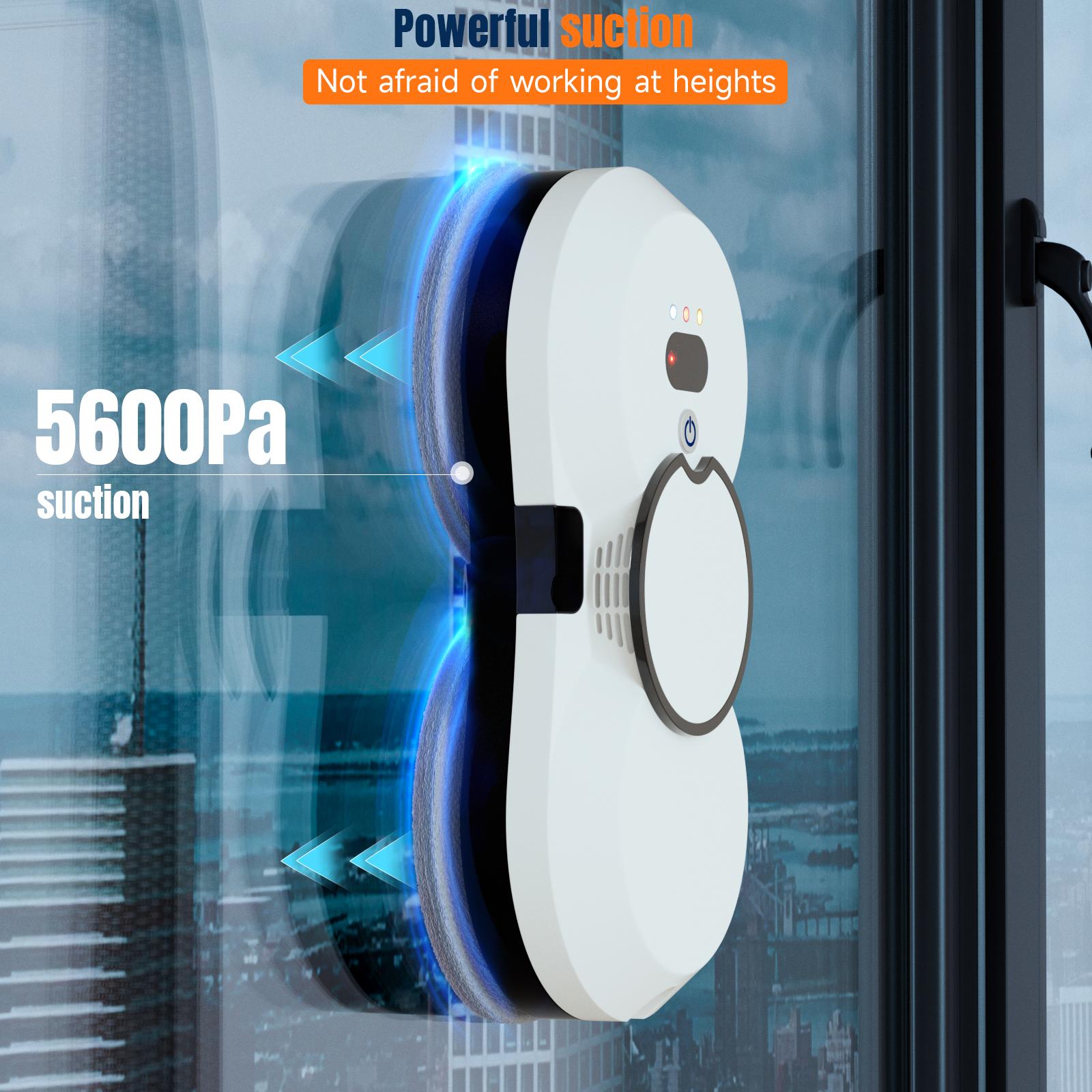 Smart Window Cleaning Robot,3000Pa/5600Pa Auto-Adjust Suction,Multiple Modes,AI Path Edge Clean, Remote Control
