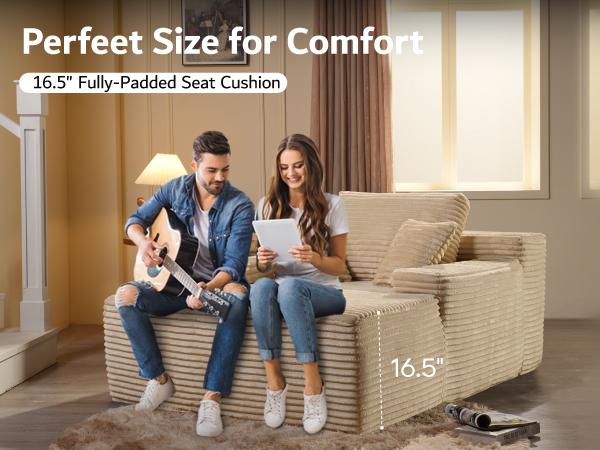 【2 Packages Shipping】Ovios 49" W Boneless Chaise Lounge and 59" W Oversized Round Sofa Bed - Sectional Sofa Set with Flexible Configuration, Plush Corduroy Fabric,No Assembly Required, 5 Pillows included