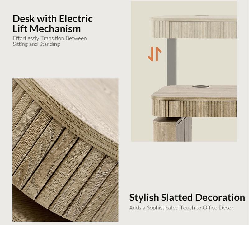 Hulala Baggio Modern Electric Height-Adjustable Standing Desk with Smooth Sit-to-Stand Transition, Concealed Storage, and Smooth-Gliding Drawers