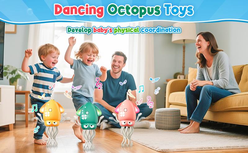 Dancing Octopus Baby Toy Electric Crawling Octopus Tummy Time Toy Rechargeable Magic Dancing Music Squid for 3 4 5 6 Year Old Kids Boy Girl Funny Squid for Office Desk Decor Baby Sensory Play
