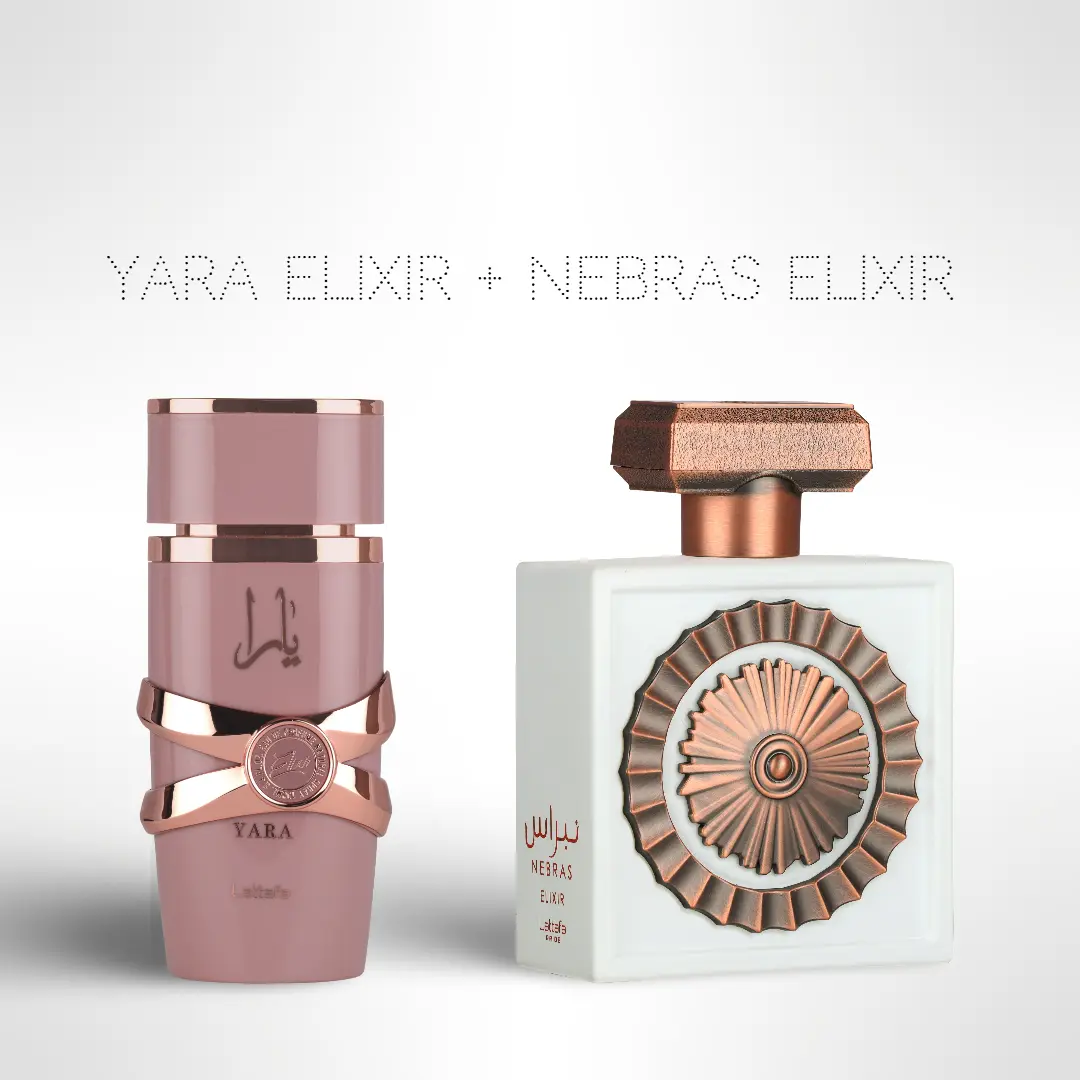 Yara Elixir + Nebras Elixir by Lattafa – Fragrance Gift Bundle (100ml / 3.4 oz Each), Edp, Floral