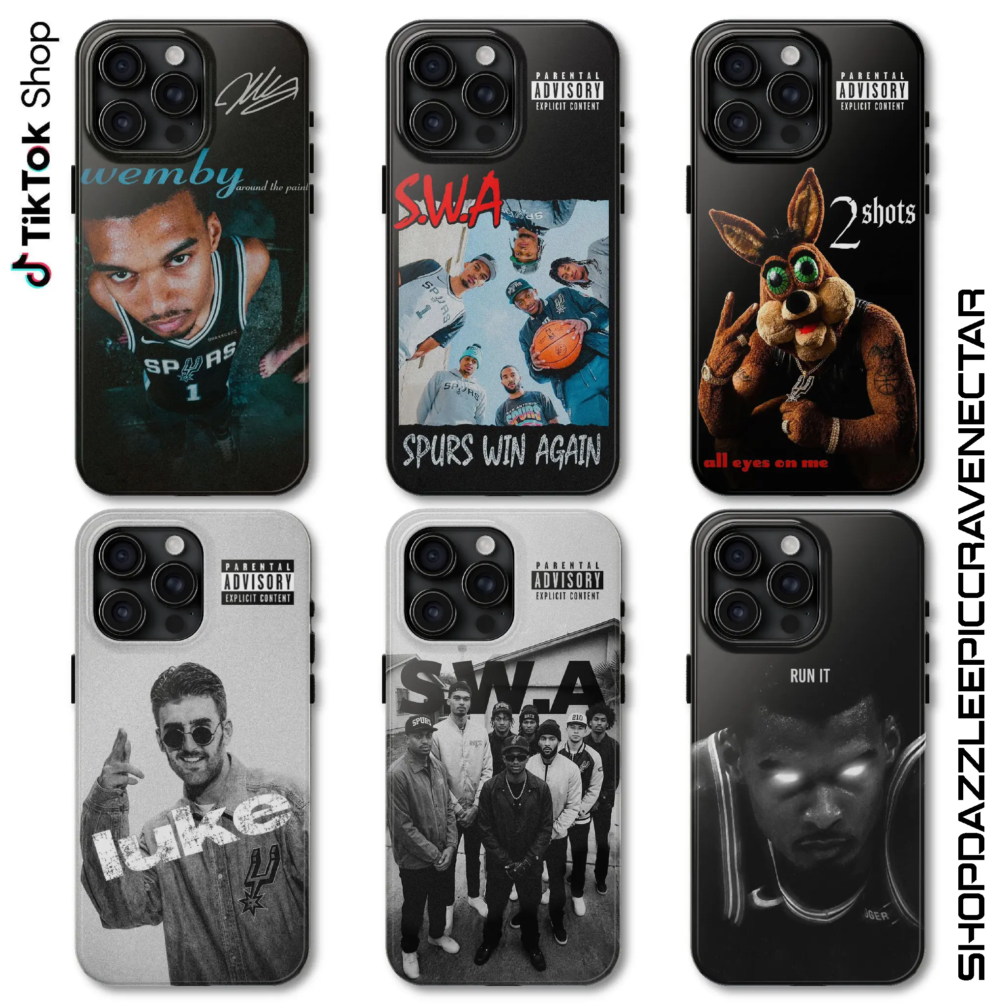 Victor Wemby * Deftones Phone Case, Purs Win Again Mascot Phone Cover, Go Spurs Go 2026 Basketball Playoffs for iPhone17 ProMax /16/15/14/13/12/11 Plus for Samsung phones, suitable for both men and women,