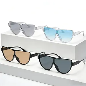 4 pairs of large frame one-piece pilot sunglasses, UV400 anti glare sunglasses, outdoor sunscreen glasses, suitable for beach, daily travel, and travel decoration sunglasses