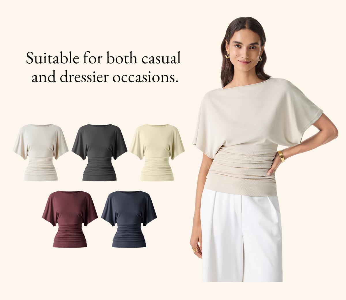 OGL Effortless Boatneck Batwing Sleeve Side Ruched Top - Stylish & Comfortable Women's Fashion baju kelawar outfit Quiet Luxury Essential cute spring clothes women's summer tops tiktokshopmemorialday summerwins OGL Effortless Boatneck Batwing Sleeve Side Ruched Top - Stylish & Comfortable Women's Fashion baju kelawar outfit Quiet Luxury Essential cute spring clothes women's summer tops tiktokshopmemorialday summerwins