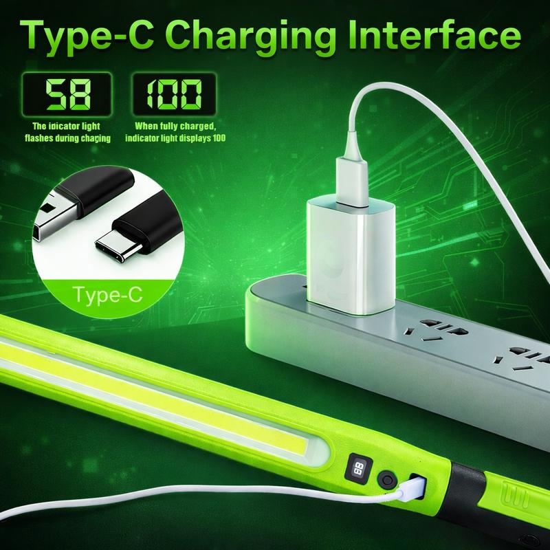 2026 Upgraded Magnetic LED Work Light Bar Rechargeable Under Hood Mechanic Light Portable COB Inspection Lamp with Magnetic Base Hooks USB Power Bank for Car Repair Garage Camping