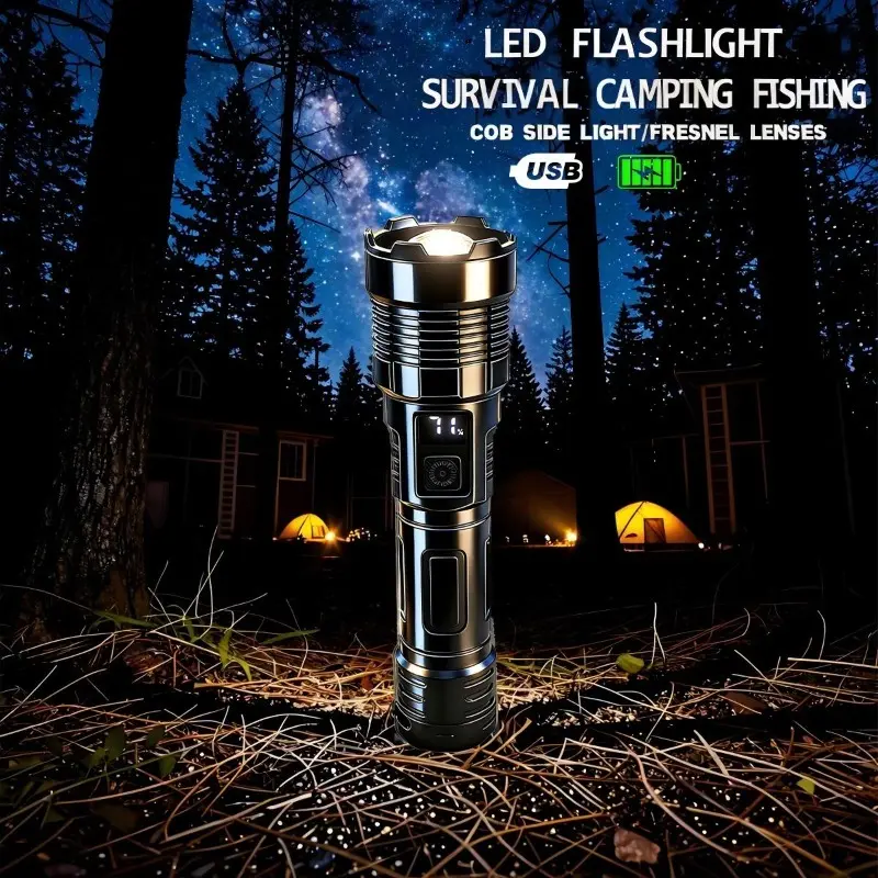 4 Models Super Bright Flashlight Features A High-precision Fresnel Lens That Creates An Intensely Concentrated Beam of Light Ideal for Exploration, Emergency Situations, and Detailed Tasks Requiring A Powerful and Focused Light Source