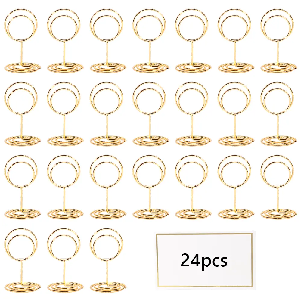 24 Pcs Premium Mini Table Number Holders and 24 Pcs Place Cards with Gold Foil Border,Place Card Holder,Table Sign Stand,Photo Picture Holders for Centerpieces,Wedding,Party,Birthday
