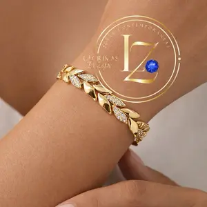 COD#2023 Leafs bracelet with zircon 7.5 plus extension