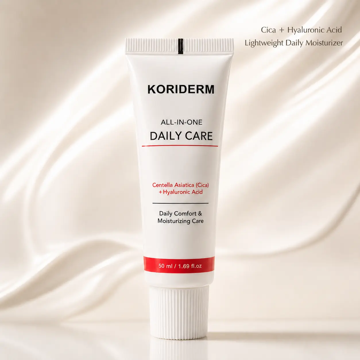 KORIDERM Cica & Hyaluronic Acid Face Cream for All Skin Types, Lightweight Daily Facial Moisturizer for Calming Hydration, Morning & Evening Use, 50 ml, Hydrate, Moisture, Smooth Skin Routine, Adults, Plump Skin