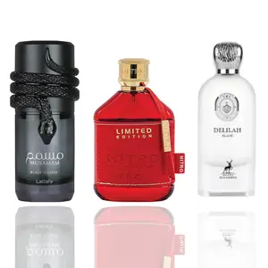 Lattafa 3-Piece Fragrance Bundle Set - Musamam Black Intense, Nitro Black, Delilah Blanc (3 Scents) with Bold Aromas, Rich Woods, Unique Blend for Men