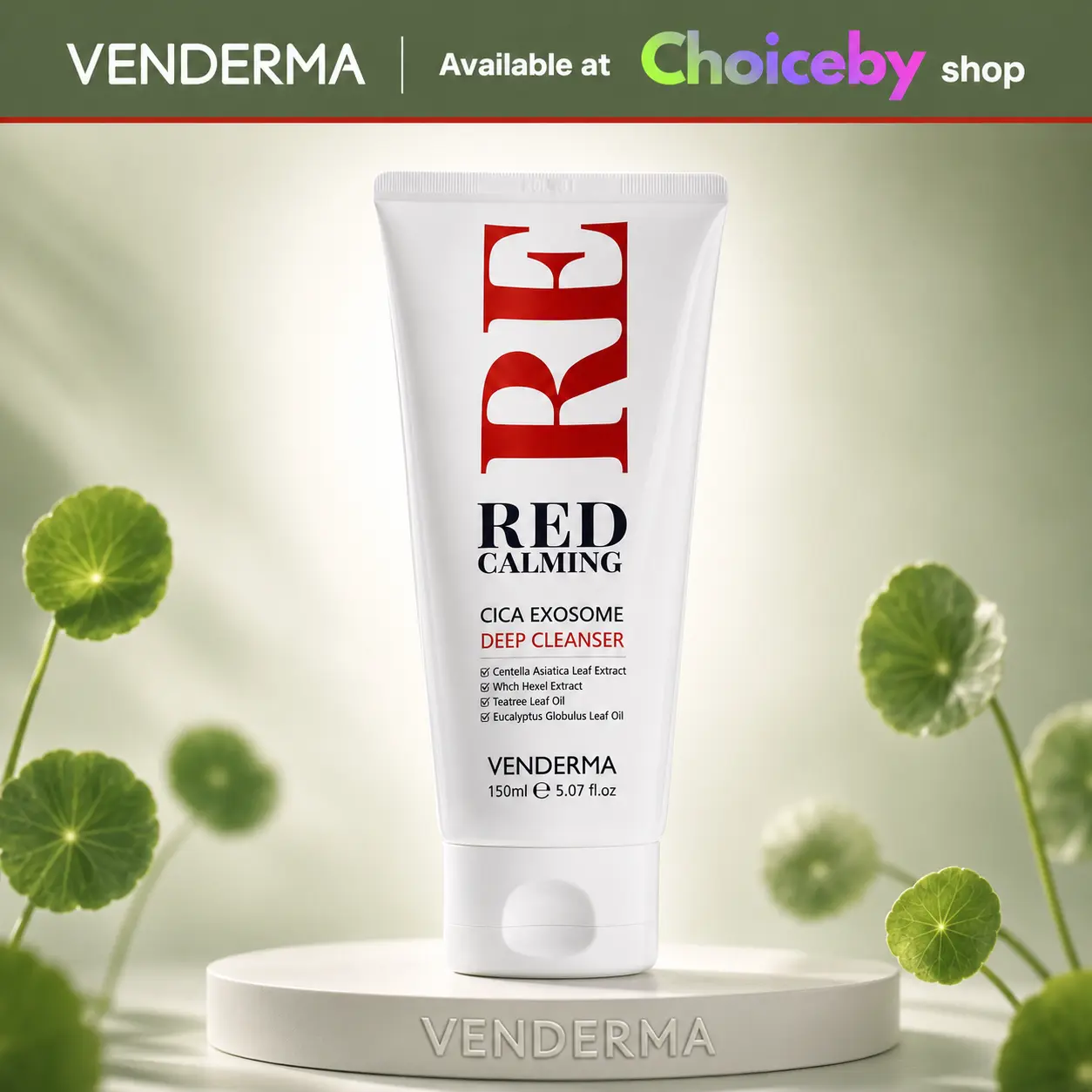 VENDERMA Red Calming Cica Exosome Deep Cleanser 150ml – Salicylic Acid Cleanser for Acne-Prone Skin