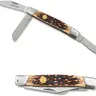 Elk Ridge Trapper Pocket Knife - Faux Jig Bone Handle, 3 Stainless Steel Camping Blades, Compact Unisex Slip Joint Survival Equipment, Knives for Defense, Outdoor Tool with Elk Medallion