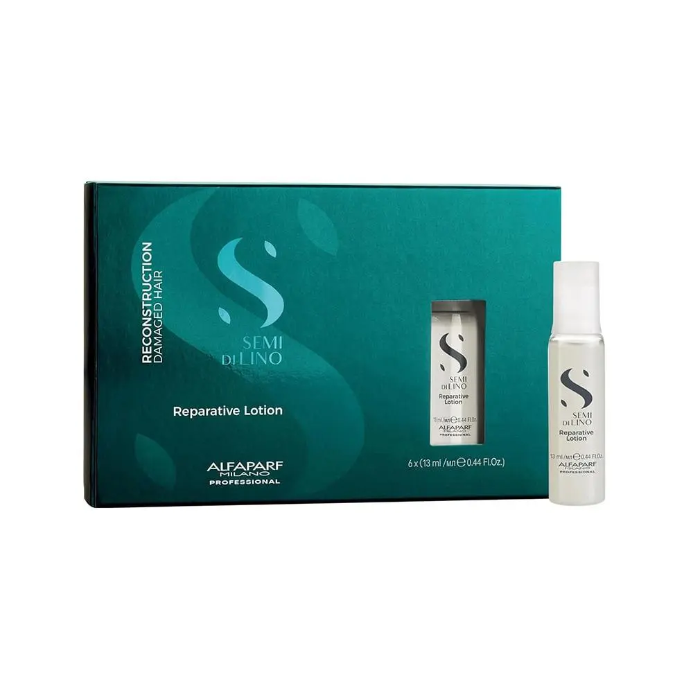 Alfaparf Milano Semi Di Lino Reconstruction Leave-In Haircare Treatment - Salon-Grade Fiber-Restructuring Liquid, Strengthen Hair, Repairs Damaged Hair, Adds Body & Radiant Gloss, Sulfate Free, Damp Apply, 13ml