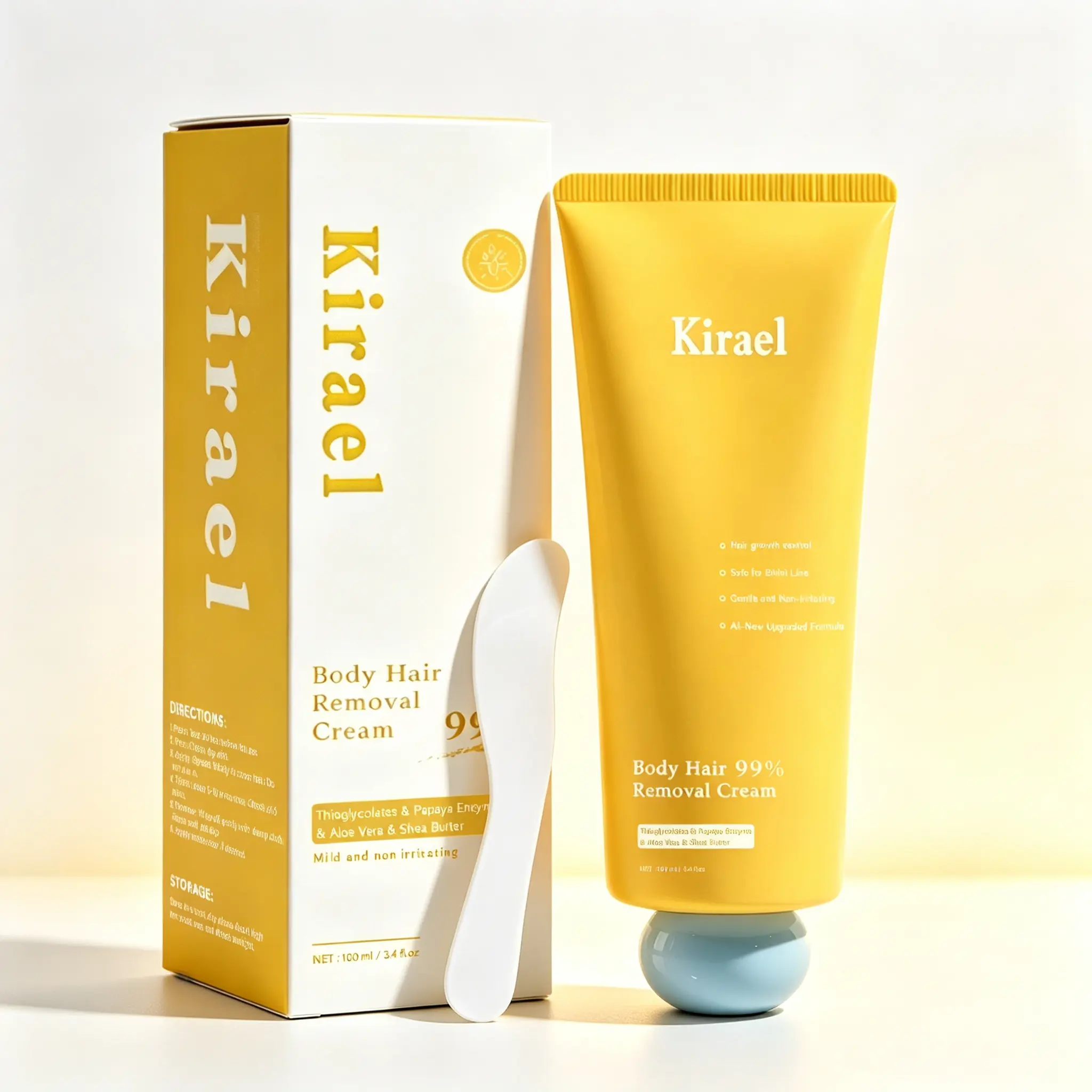 Kirael Gentle Hair Removal Cream – Mild Formula with Aloe & Shea Butter for Body, Safe for Bikini Line, 100ml