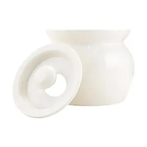 Golden Lion Large White Ceramic Stew Pot with Lid - 420ml Casserole Dish for Soups, Steaming, Braising - 10.5cm Diameter