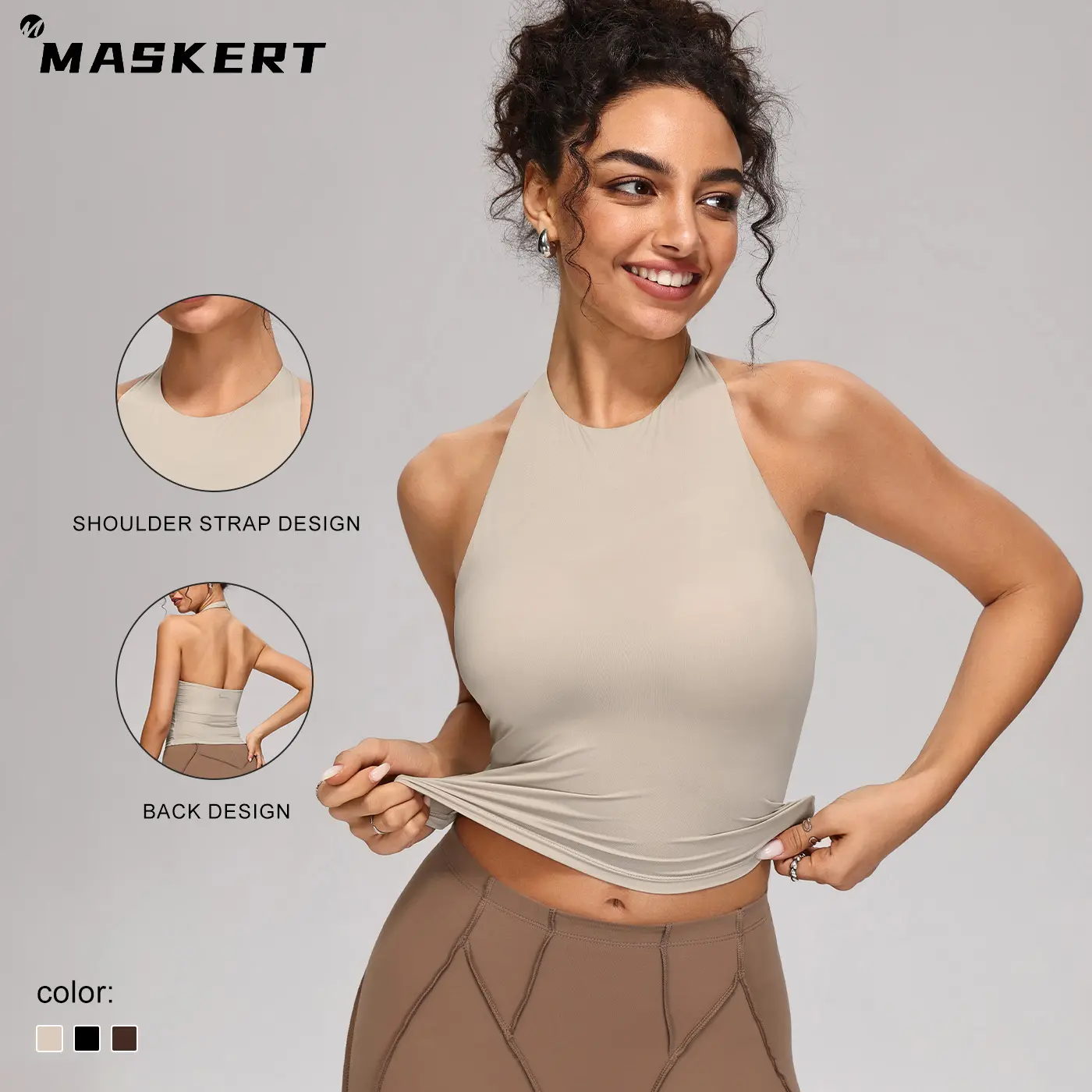 MASKERT Women's Solid Color Sports Tank Top, Casual Comfy Breathable Sleeveless Sports Top for Yoga Gym Workout Running, Ladies Sportswear for All Seasons summerwins Runners Vest Training Vest tiktokshopbacktoschool