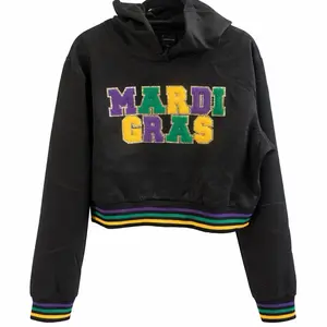 Black MG Crop Hoodie