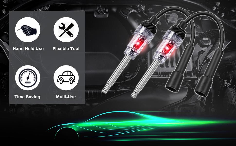Inline Spark Plug Testers, Small Armature Diagnostic Detector Tool, Ignition Coil Tester for Engines for Automotive, Cars, Lawnmowers, Small & Big Internal/External Engines