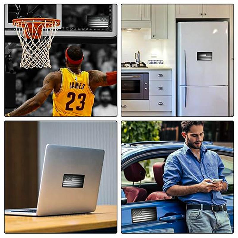 【FaddishDeal】4-PCS American Flag Badge Decals, black metal American Flag decals forward and reverse set car truck stickers.