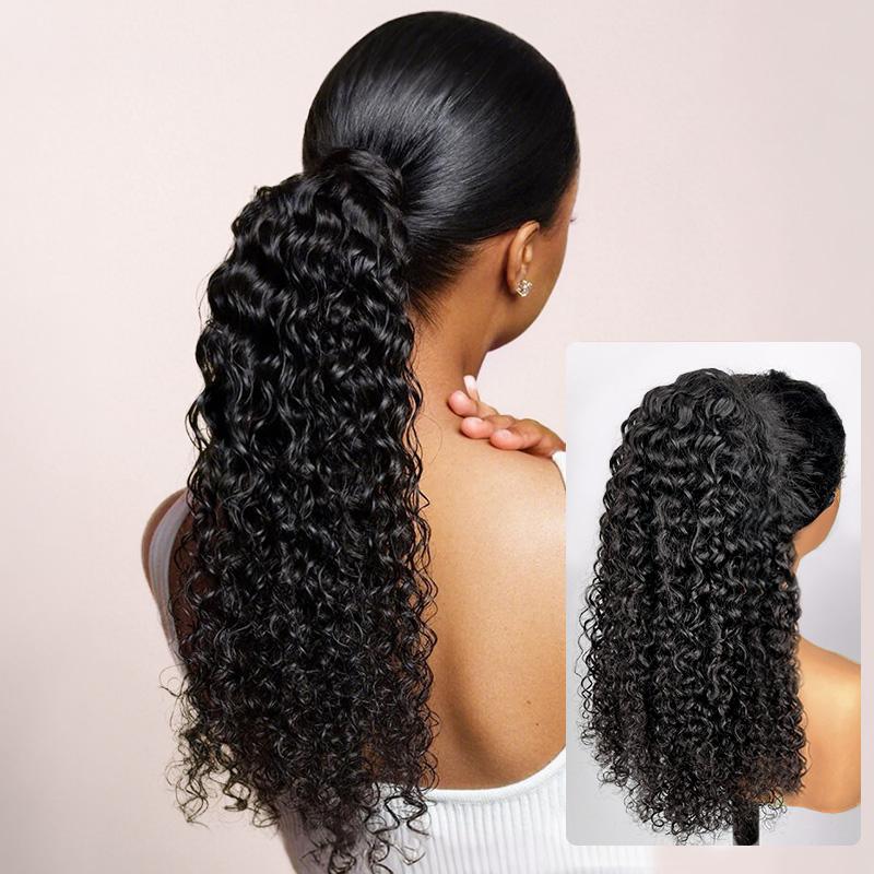 BGMgirl Water Wave High-Density 10-Sec Ponytail Protective Hairstyle Draw-string Ponytail Hair Extensions Ponytail 100% Human Hair