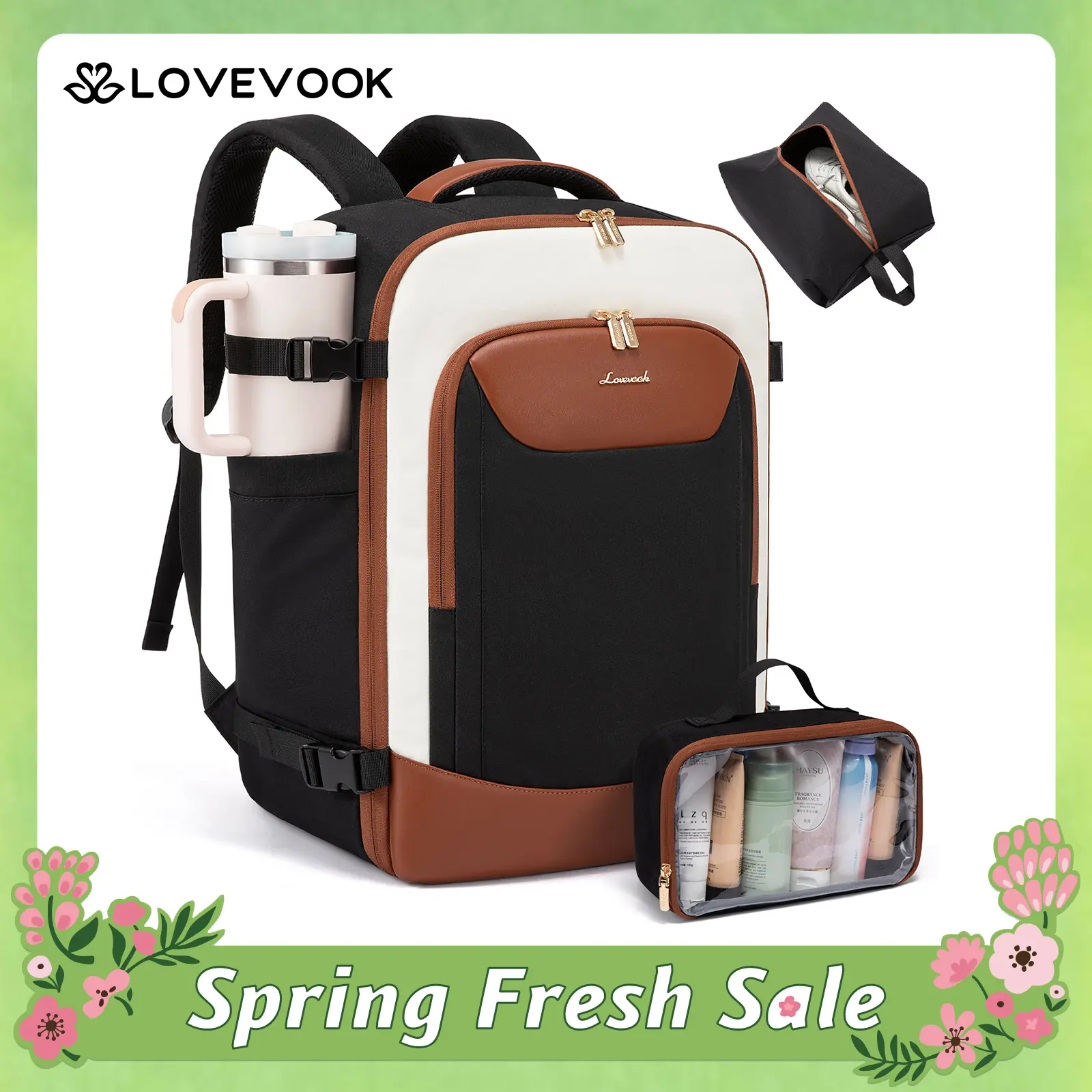 LOVEVOOK 40L Travel Backpack for Women Men, Large Carry on 