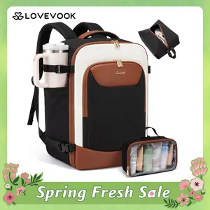 LOVEVOOK  40L Travel Backpack for Women Men, Large Carry on Backpack for Airplanes TSA Personal Item Travel Bag fits 15.6" Laptop, Waterproof Weekender Essentials Airline Approved with 2 Packing Cubes. SpringStatements