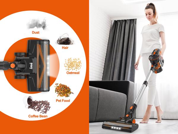 INSE Cordless Vacuum Cleaner, 6-in-1 Rechargeable Stick Vacuum, 45mins Runtime, Lightweight Portable Vacuum, Ultra-Quiet, Versatile for Home Hard Floor Pet Hair Car