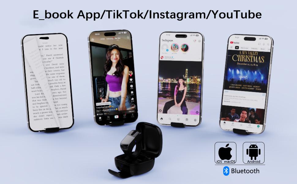 Xring Remote Control Ring Mouse with Touchpad, Bluetooth/2.4G Wireless Scrolling Ring Air Mouse for Short Video, Page Turner for Kindle APP, Selfie and Video Remote For IPhone/IPad/Android/Tablet/Mac/PC/Laptop Xring Remote Control Ring Mouse with Touchpad, Bluetooth/2.4G Wireless Scrolling Ring Air Mouse for Short Video, Page Turner for Kindle APP, Selfie and Video Remote For IPhone/IPad/Android/Tablet/Mac/PC/Laptop