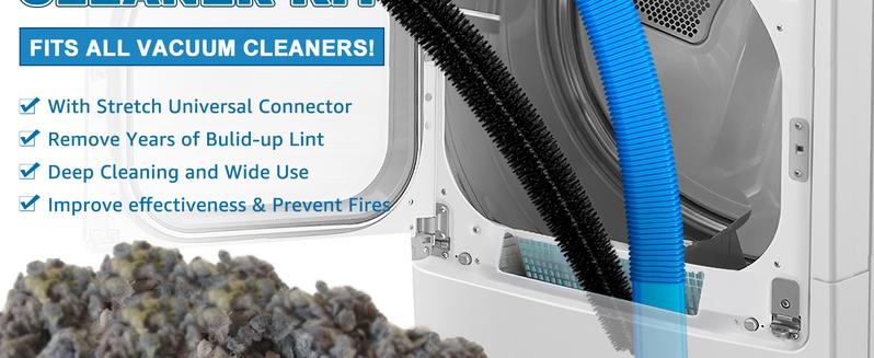 2-in-1 Dryer Vent Cleaner Kit 2 Pack Vacuum Hose Attachment with Universal Connector & Lint Brush for Effortless Lint Removal Compatible with Most Vacuum Cleaners