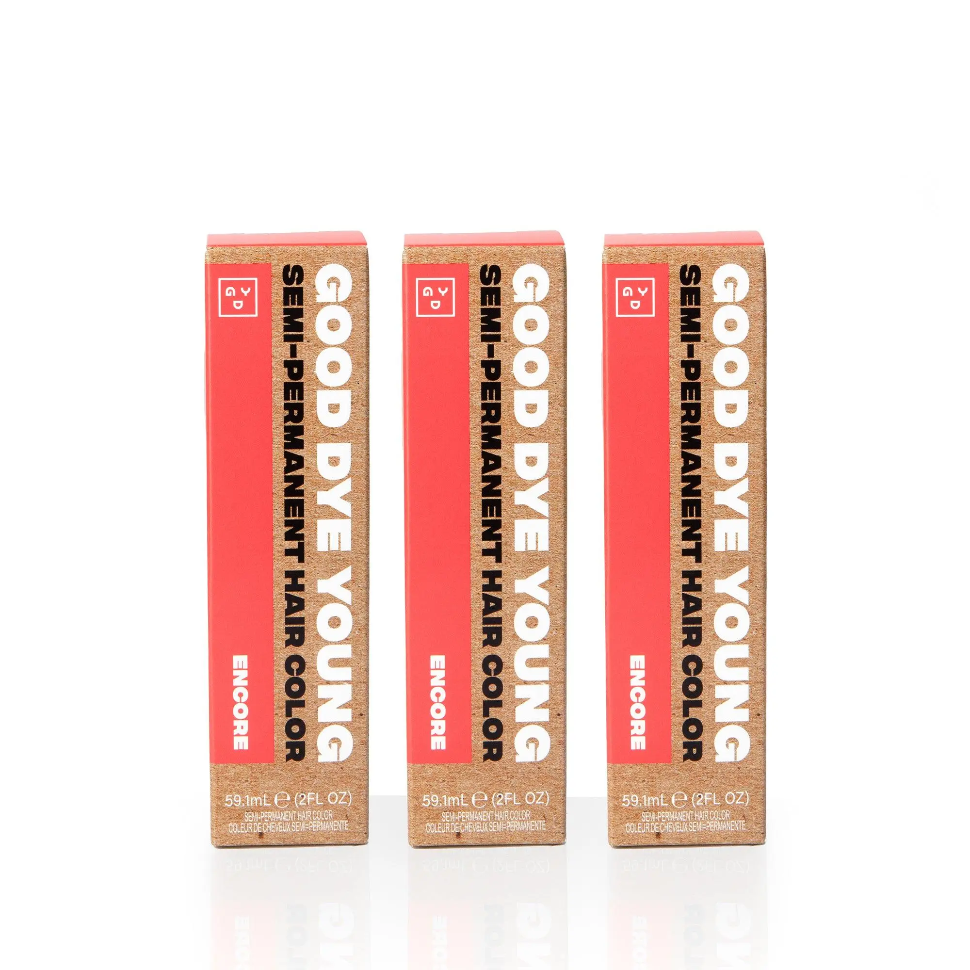 Good Dye Young Encore Trio Semi-Permanent Hair Dye 3 x 2 FL OZ Bright Coral with Orange & Pink Undertones Cruelty-Free & Leaping Bunny Certified