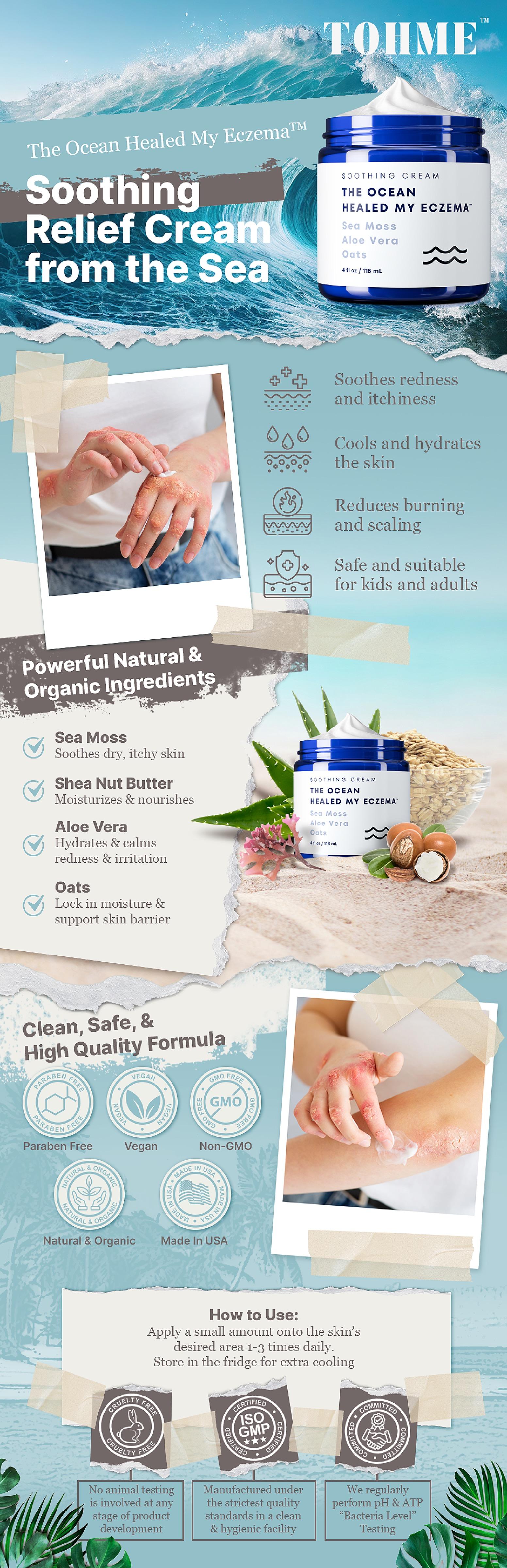 2-PACK: Natural Soothing Cream with Sea Moss & Oats - Eczema & Psoriasis Relief - Ocean Minerals - for Sensitive Skin - Hydrating Eczema Cream for Dry Skin Healthcare Therapeutic
