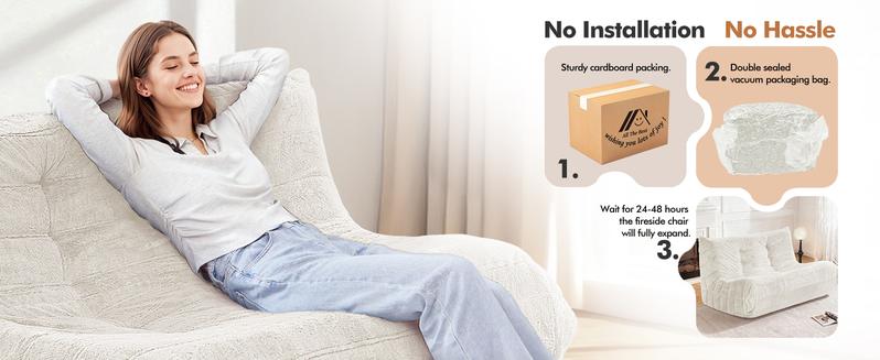 【Valentine‘s Gift He/She‘ll Open for Years】Spurgehom Adult Bean Bag Loveseat Chair - Extra Big Memory Foam Beanbag Sofa for Two, Fireside Lounge Chair for Apartment, Gaming Room & Home - Comfortable Lounger with Premium Fill