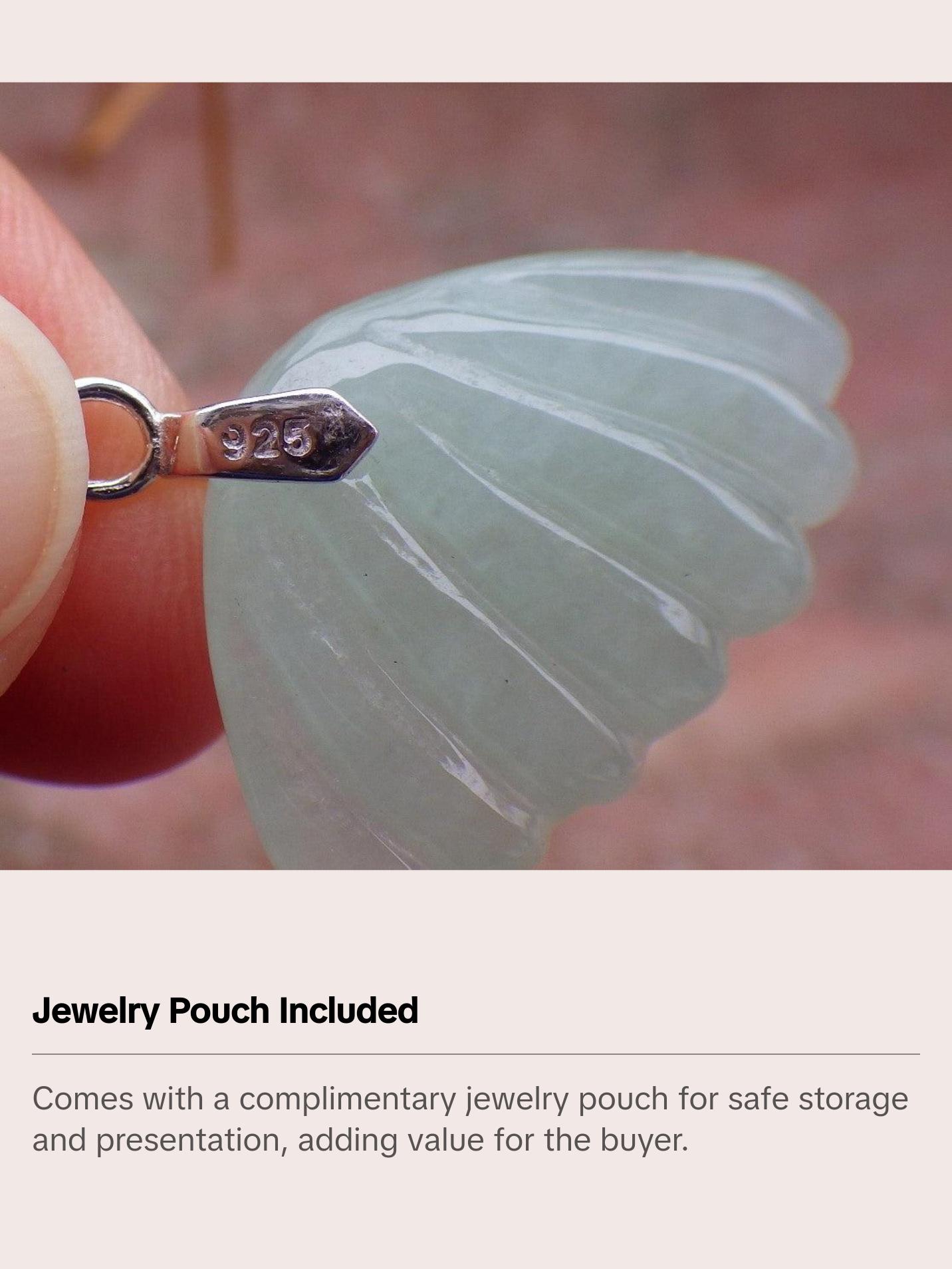 Certified Sterling Silver 925 100% Green Natural Myanmar Burma Hand Carved A Jade Jadeite Sea Shell Dangle Earring Earrings