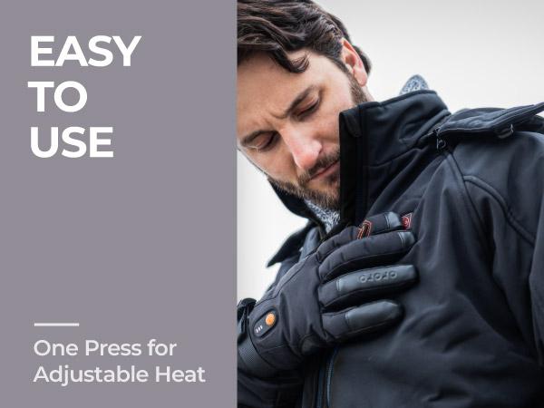 ororo Men's 4-Zone Classic Heated Jacket 2.0, Battery Included, 10 Hours of Runtime, Machine Washable, 4 Heating Zones, Water and Wind Resistant, Detachable Hood, YKK Zippers